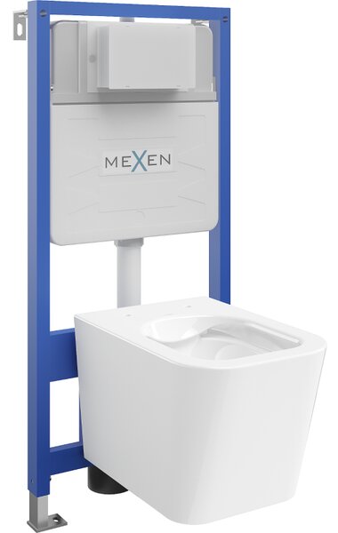 Mexen Teo zapuštěná WC sada rám Fenix Slim s WC mísou, bílý lesk - 6103385XX00