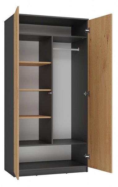TP Living Šatní skříň MALWA 90 cm antracit/dub artisan