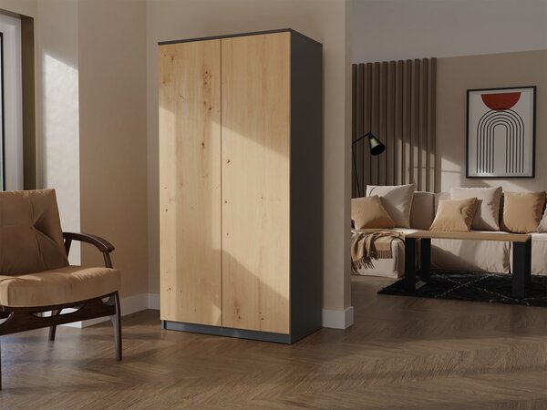 TP Living Šatní skříň MALWA 90 cm antracit/dub artisan