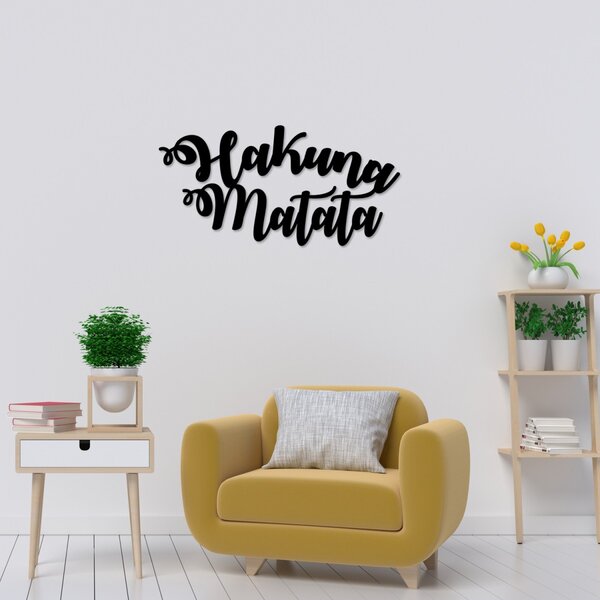 Wallity Nástěnná kovová dekorace HAKUNA MATATA černá