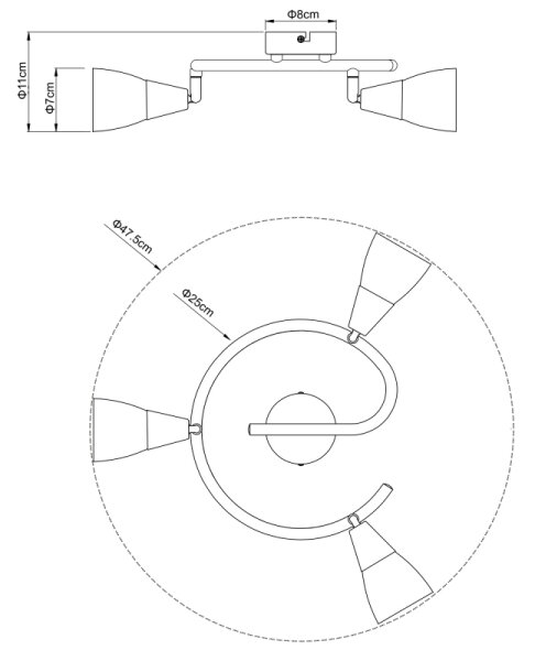 Globo 54919-3 - Bodové svítidlo TADEUS 3xE14/40W/230V