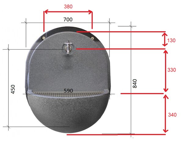 Roto zahradní umyvadlo Mars 84 cm - mittelgrau