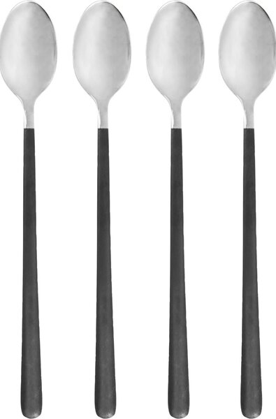 Dlouhá lžička Ox Black/Silver – set 4 ks