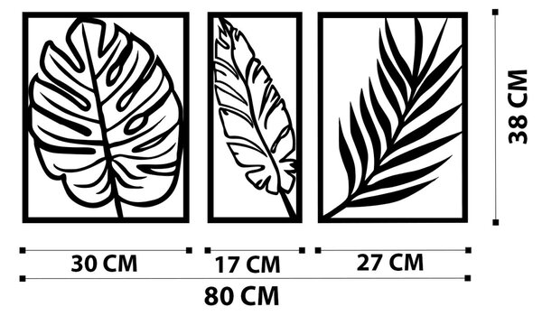 Wallity Nástěnná kovová dekorace LEAF černá