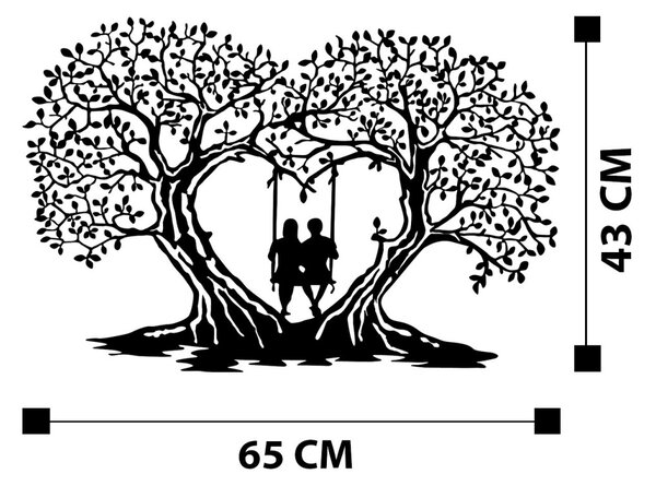 Wallity Nástěnná kovová dekorace LOVE II černá