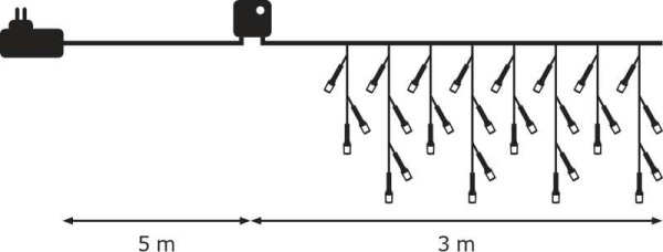LED Venkovní vánoční řetěz CHAIN 180xLED/8 funkcí 8m IP44 studená bílá