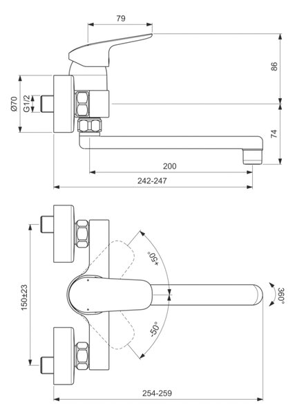 Ideal Standard Ceraflex kuchyňská baterie na stěnu chrom B1730AA