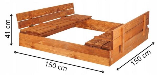 Dětské pískoviště s krytem 150x150 cm DECHLAND Smart 150SET hnědé