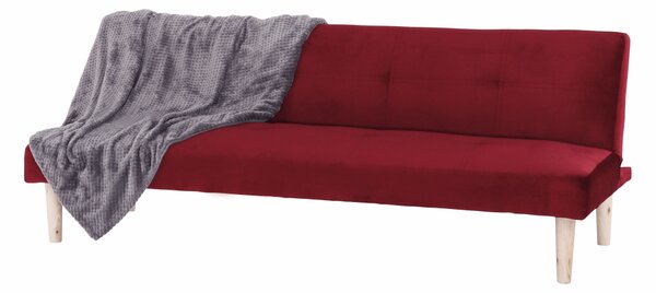KONDELA Pohovka rozkládací, bordó Velvet látka / dub, ALIDA