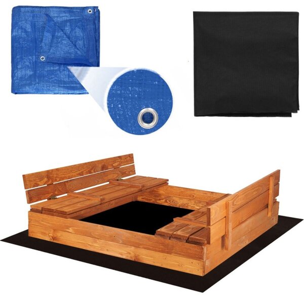 Dětské pískoviště s krytem 150x150 cm DECHLAND Smart 150SET hnědé