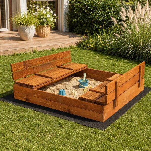 Dětské pískoviště s krytem 150x150 cm DECHLAND Smart 150SET hnědé