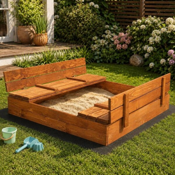 Dětské pískoviště s krytem 150x150 cm DECHLAND Smart 150SET hnědé