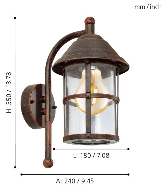 EGLO 90184 - Venkovní nástěnné svítidlo SAN TELMO 1xE27/60W/230V