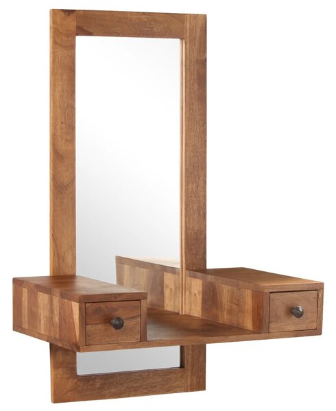 Kosmetické zrcadlo se 2 zásuvkami masivní sheeshamové dřevo