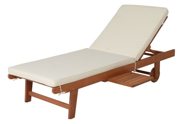Dřevěné zahradní lehátko v krémovo-přírodní barvě San Diego – Garden Pleasure