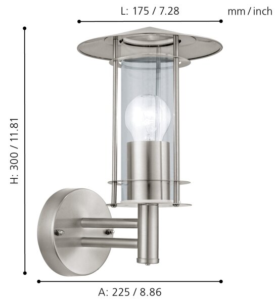 Eglo 30184 - Venkovní lampa LISIO 1xE27/60W/230V IP44