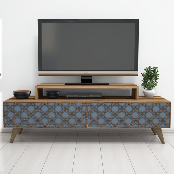 Kalune Design TV stolek CITY 140 cm ořech/modrý