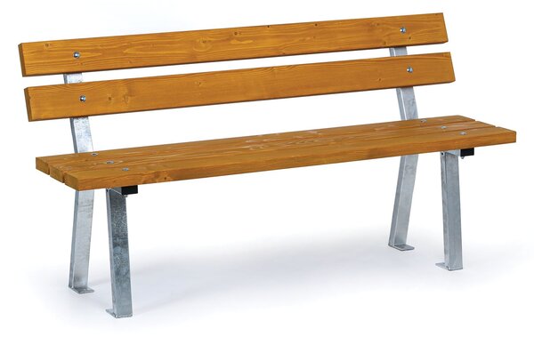 Venkovní lavička WOODY s opěradlem, zinkovaná, 1500 mm, limba
