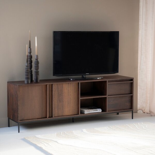 Eleonora Hnědý dřevěný TV stolek Jimmy 180 x 40 cm
