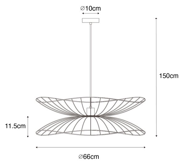 Designové závěsné svítidlo bronzové 66 cm - Pua