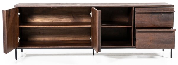 Eleonora Hnědý dřevěný TV stolek Jimmy 180 x 40 cm