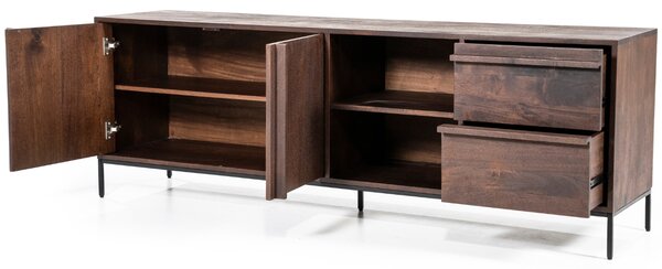Eleonora Hnědý dřevěný TV stolek Jimmy 180 x 40 cm