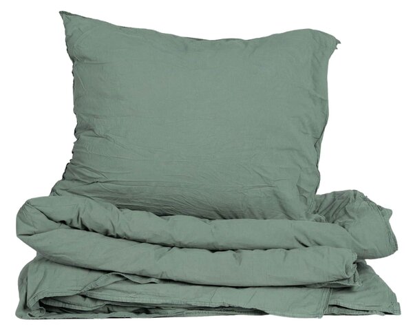 Povlečení z organické bavlny Crinkle Mineral Green 150 × 210 cm