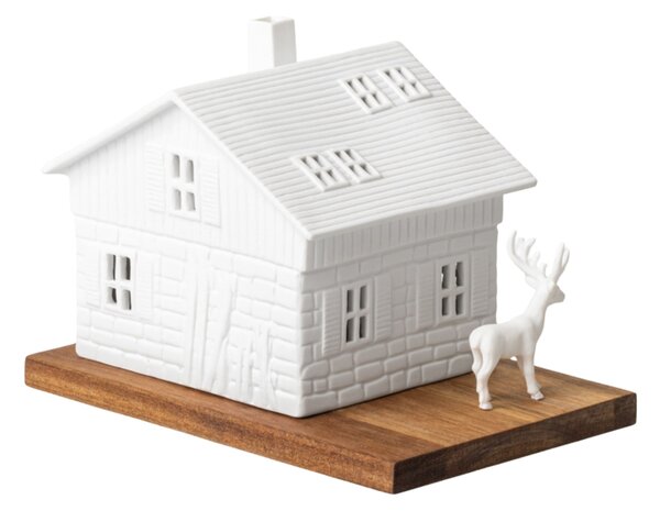 Porcelánový svícen domeček Ski Hut