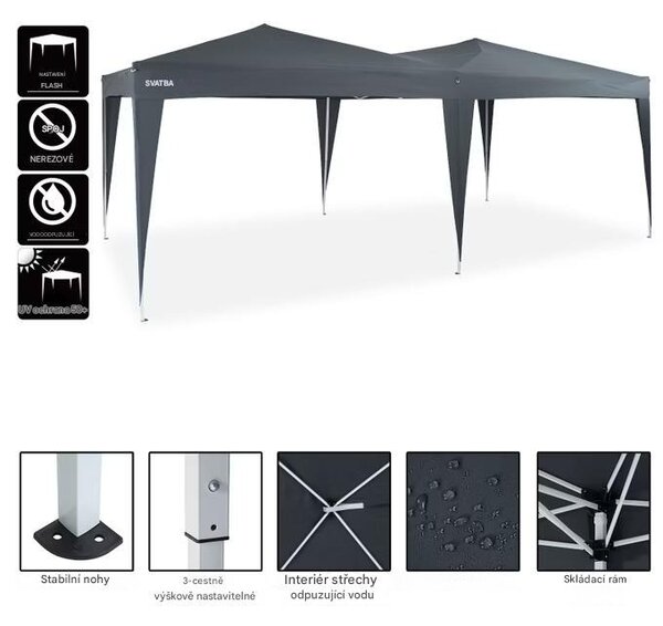Deuba Zahradní altán 3x6 m - antracit