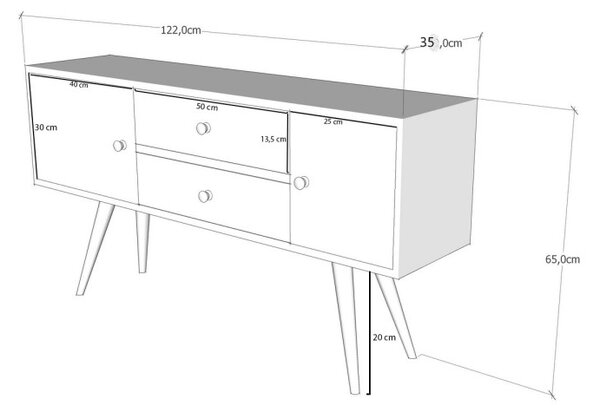 Kalune Design TV stolek ODENSE 122 cm bílý/ořech