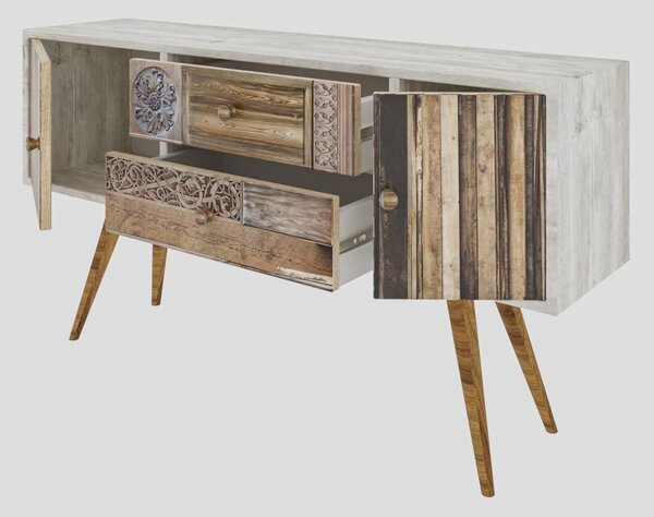 Kalune Design TV stolek ODENSE 122 cm bílý/ořech