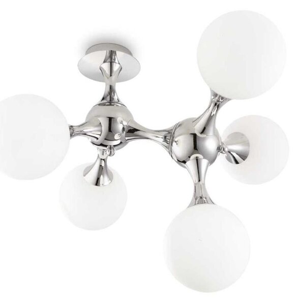 Ideal Lux - Přisazený lustr NODI 5xE14/28W/230V 50x55 cm lesklý chrom/bílá