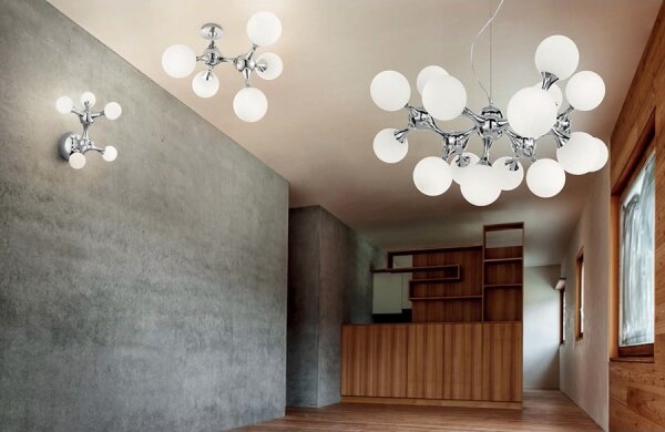 Ideal Lux - Přisazený lustr NODI 5xE14/28W/230V 50x55 cm lesklý chrom/bílá