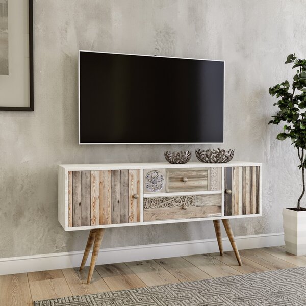 Kalune Design TV stolek ODENSE 122 cm bílý/ořech