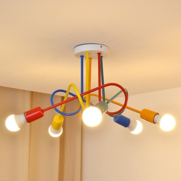 LED Dětský přisazený lustr OXFORD 5xE27/15W/230V