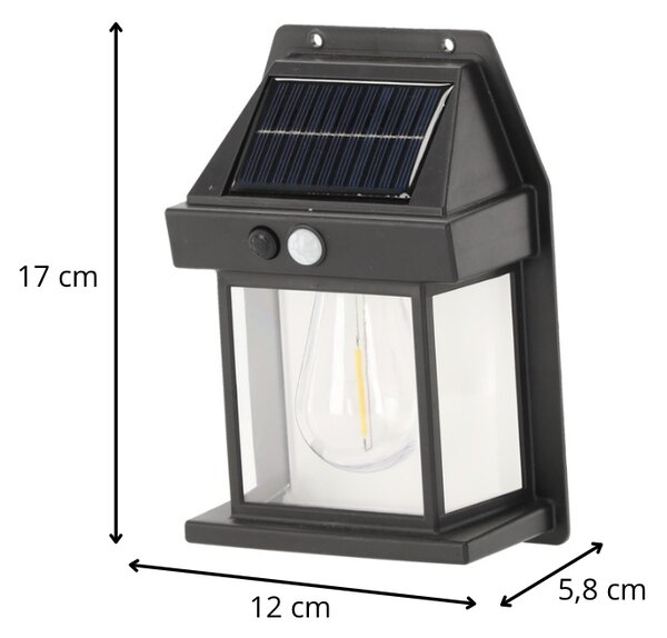 Garden Line Nástěnná solární LED lampa s pohybovým senzorem Sullivan studená bílá/černá