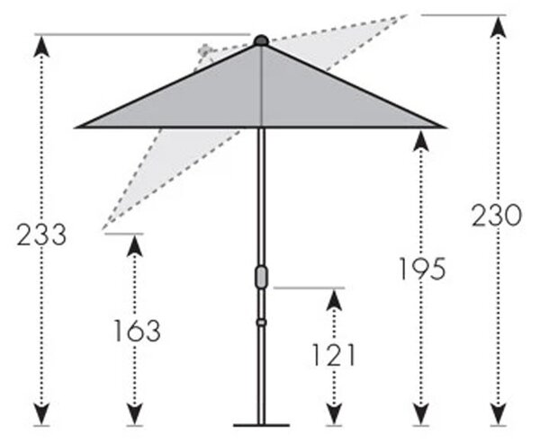 Doppler ACTIVE zahradní slunečník 210 x 140 cm hnědá