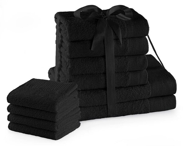 Sada bavlněných ručníků AmeliaHome Amari I černá
