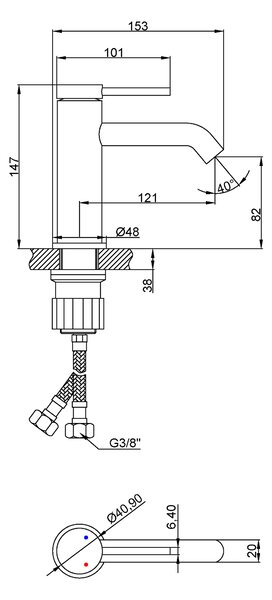 Invena Kalitea, umyvadlová baterie h-147, černá matná, INV-BU-72-004-V