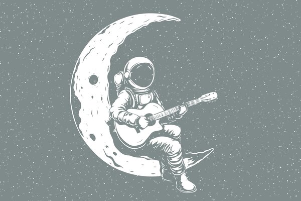 Fototapety Kosmonaut, měsíc, kytara, Fototapety space, w04514v1 : uwalls.cz