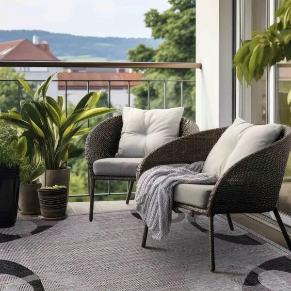 Makro Abra Kusový koberec Sisal MELISSA KH80A Kruhy šedý Rozměr: 60x100 cm