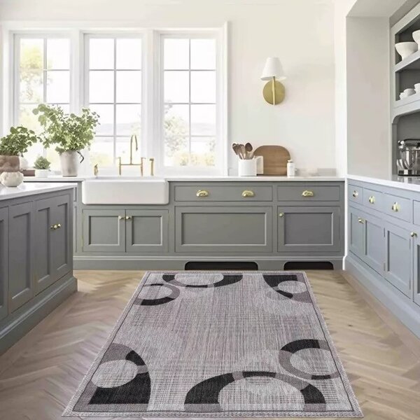 Makro Abra Kusový koberec Sisal MELISSA KH80A Kruhy šedý Rozměr: 60x100 cm