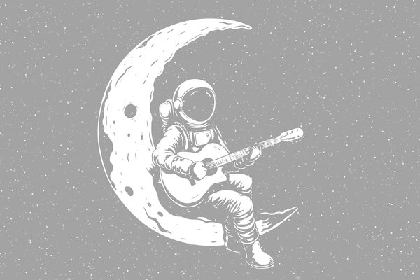 Fototapety Kosmonaut, měsíc, kytara, Fototapety space, w04514 : uwalls.cz