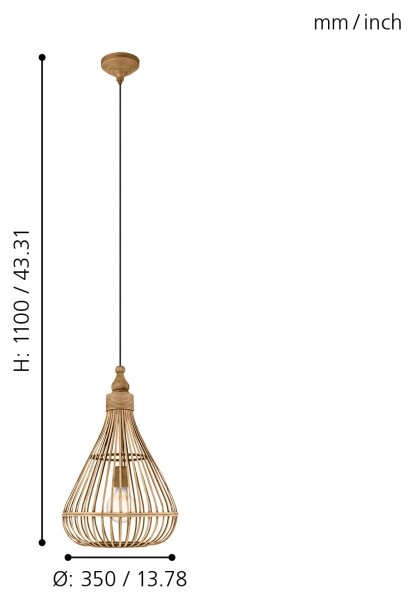 Eglo 49772 - Závěsné svítidlo AMSFIELD 1xE27/60W