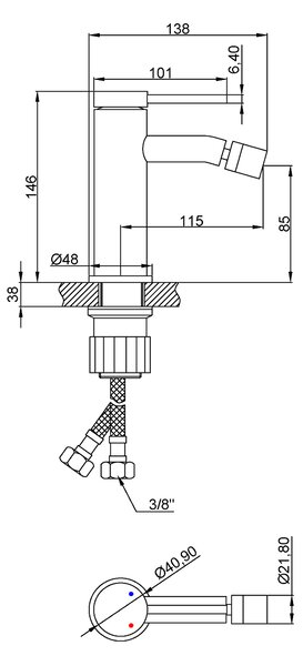 Invena Kalitea, bidetová baterie h-146, černá matná, INV-BB-72-004-V