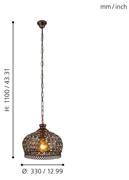 Eglo 49764 - Závěsné svítidlo JADIDA 1xE27/60W