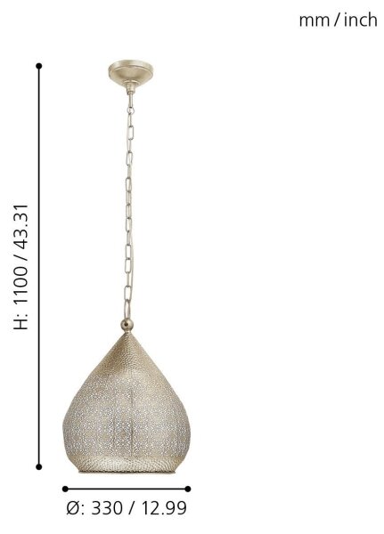 Eglo 49768 - Závěsné svítidlo MELILLA 1xE27/60W