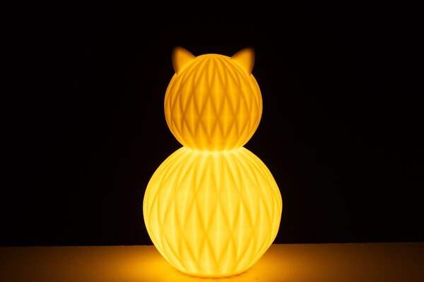 Bílá porcelánová lampa kočka Cat Led - Ø 13*22 cm - J-Line by Jolipa
