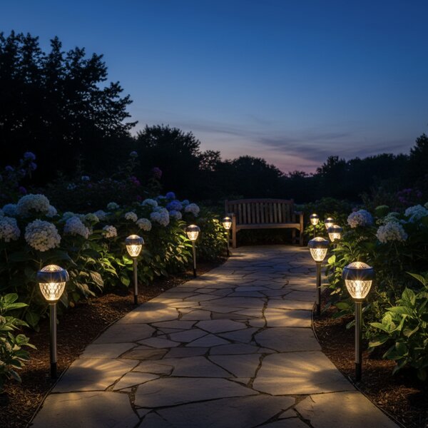 Garden Line Solární LED lampa Leya teplá bílá/stříbrná