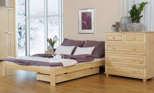 Dřevěná postel Libuše 120x200 + rošt ZDARMA - Borovice